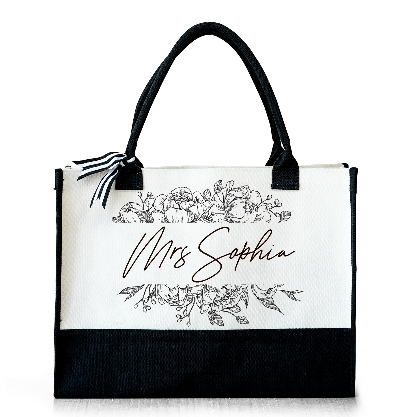Floral - Personalized Canvas Tote Bag