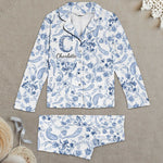 Floral Print Elegant Filigree Alphabet - Personalized Women's Pajamas Set