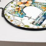 Floral Sewing Machine - Personalized Stained Glass Window Hanging Suncatcher