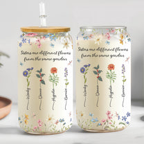 Floral Sisters Are Different Flowers From The Same Garden - Personalized Clear Glass Cup