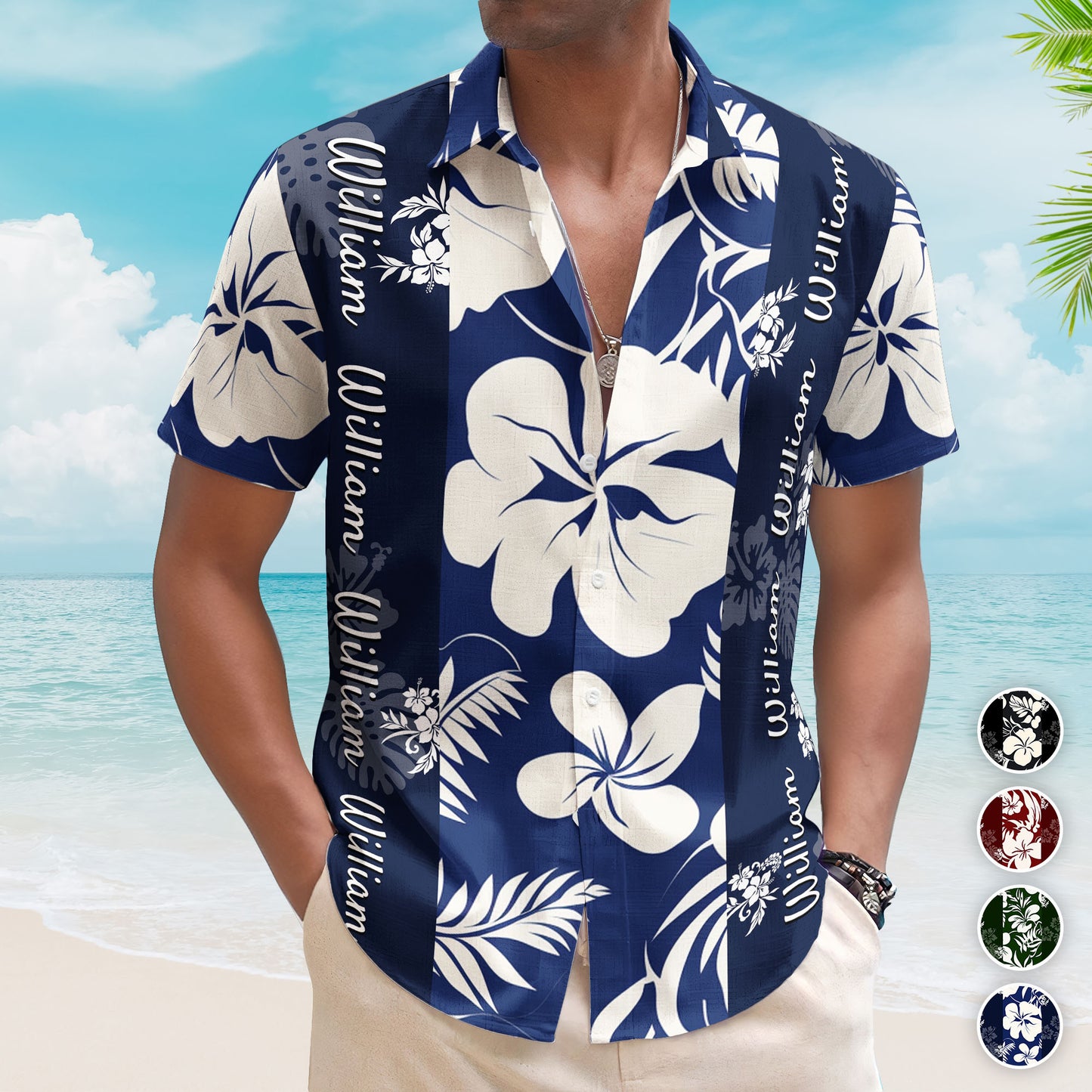 Floral Tropical Vintage Pattern Custom Name Aloha Shirts - Custom Hawaiian Shirts