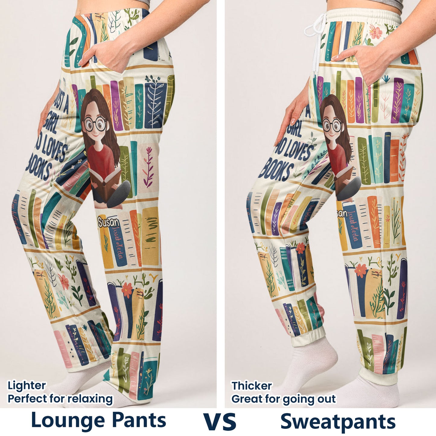 Floral-Bookshelf,-Just-A-Girl-Who-Loves-Books-Gift-For-Bookworm-Personalized-Lounge-Pants-6
