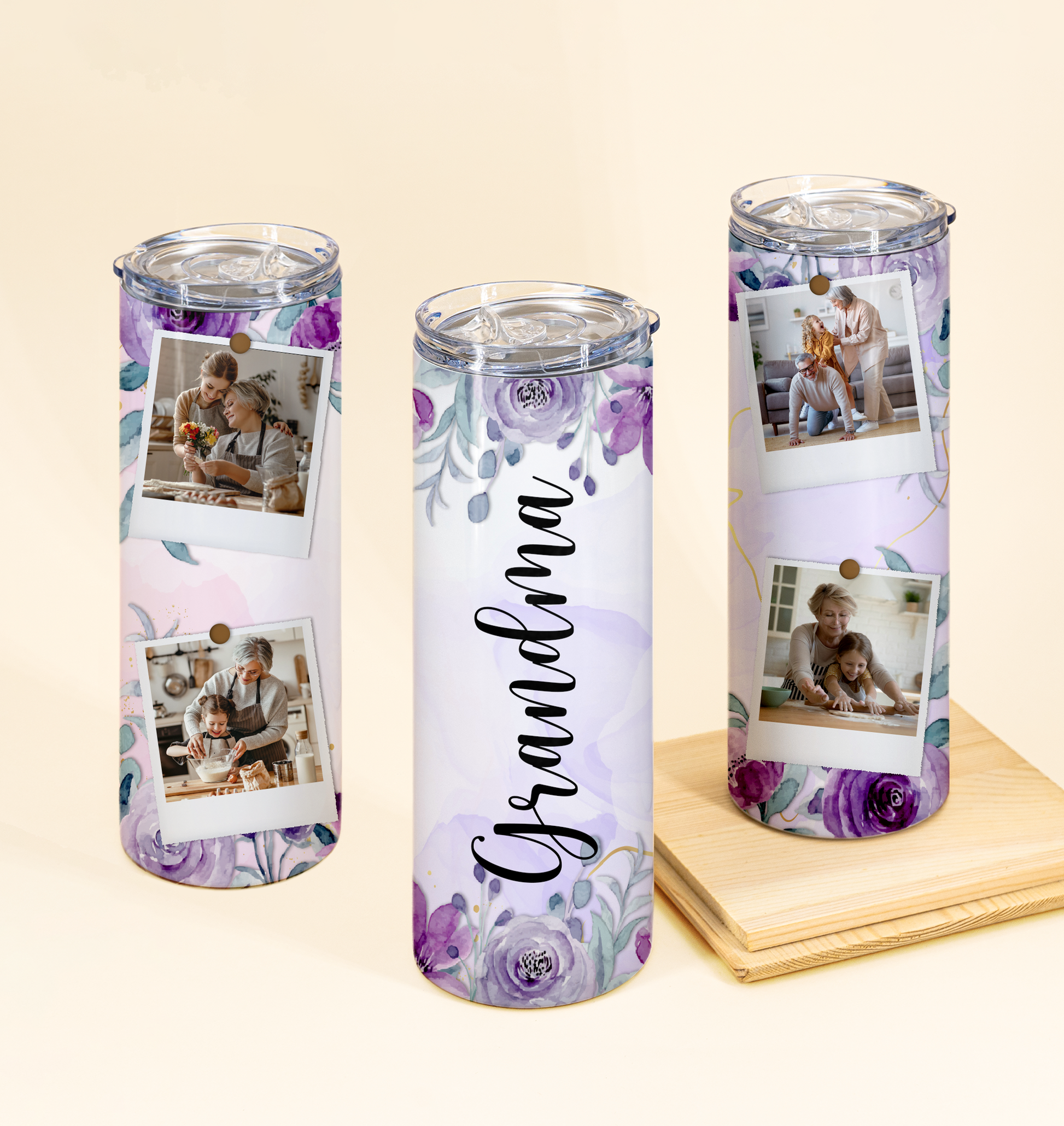 Holding Mom's Hand Wild Floral - Personalized Acrylic Tumbler With