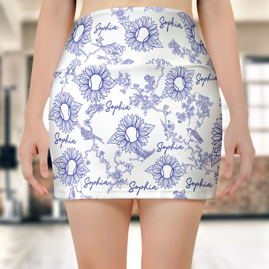 Flower Sport, Tennis, Golf.... Toile De Jouy - Custom Women's Skorts With Pockets