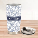 Flower Toile De Jouy French Style Custom Name - Personalized Tumbler Cup