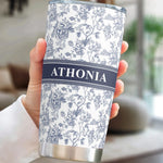 Flower Toile De Jouy French Style Custom Name - Personalized Tumbler Cup