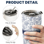 Flower Toile De Jouy French Style Custom Name - Personalized Tumbler Cup