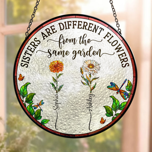 Flowers From Same Garden - Personalized Stained Glass Window Hanging Suncatcher