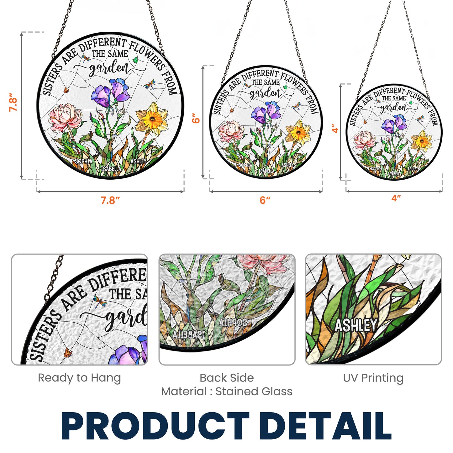 Flowers From The Same Garden - Personalized Stained Glass Window Hanging Suncatcher