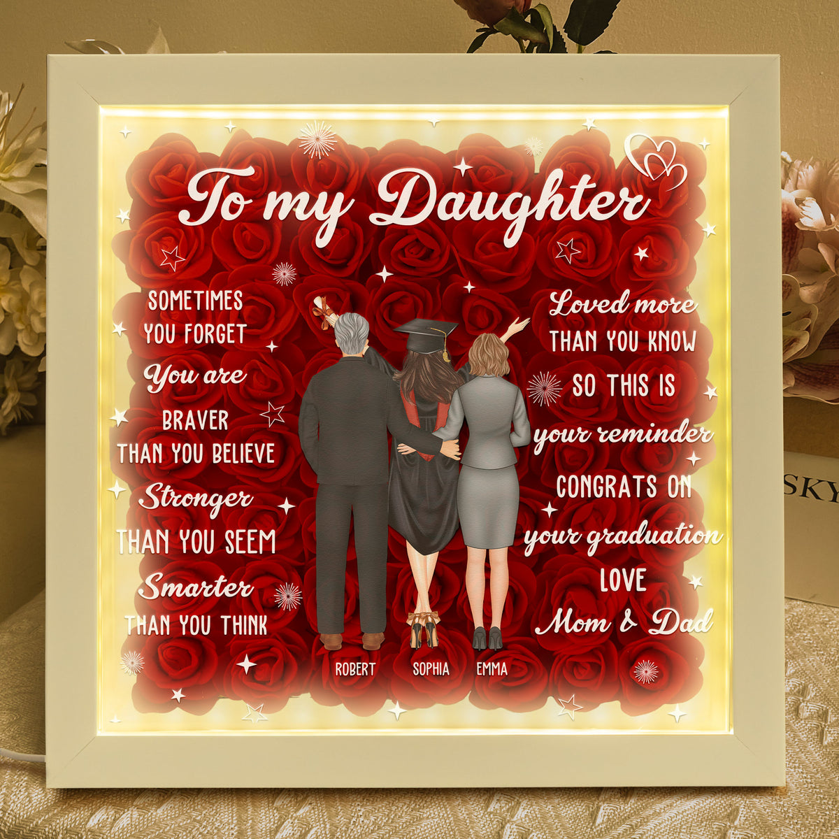 Flowers Graduation Gift For Daughter - Personalized Flower Shadow Box ...