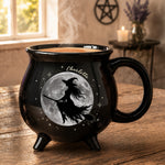 Flying Broom Witch Silhouette Full Moon Halloween - Personalized Mug