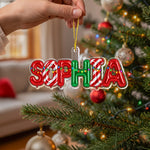 Foil Bubble Christmas Pattern Family Custom Name Keepsake Gift - Personalized Ornament