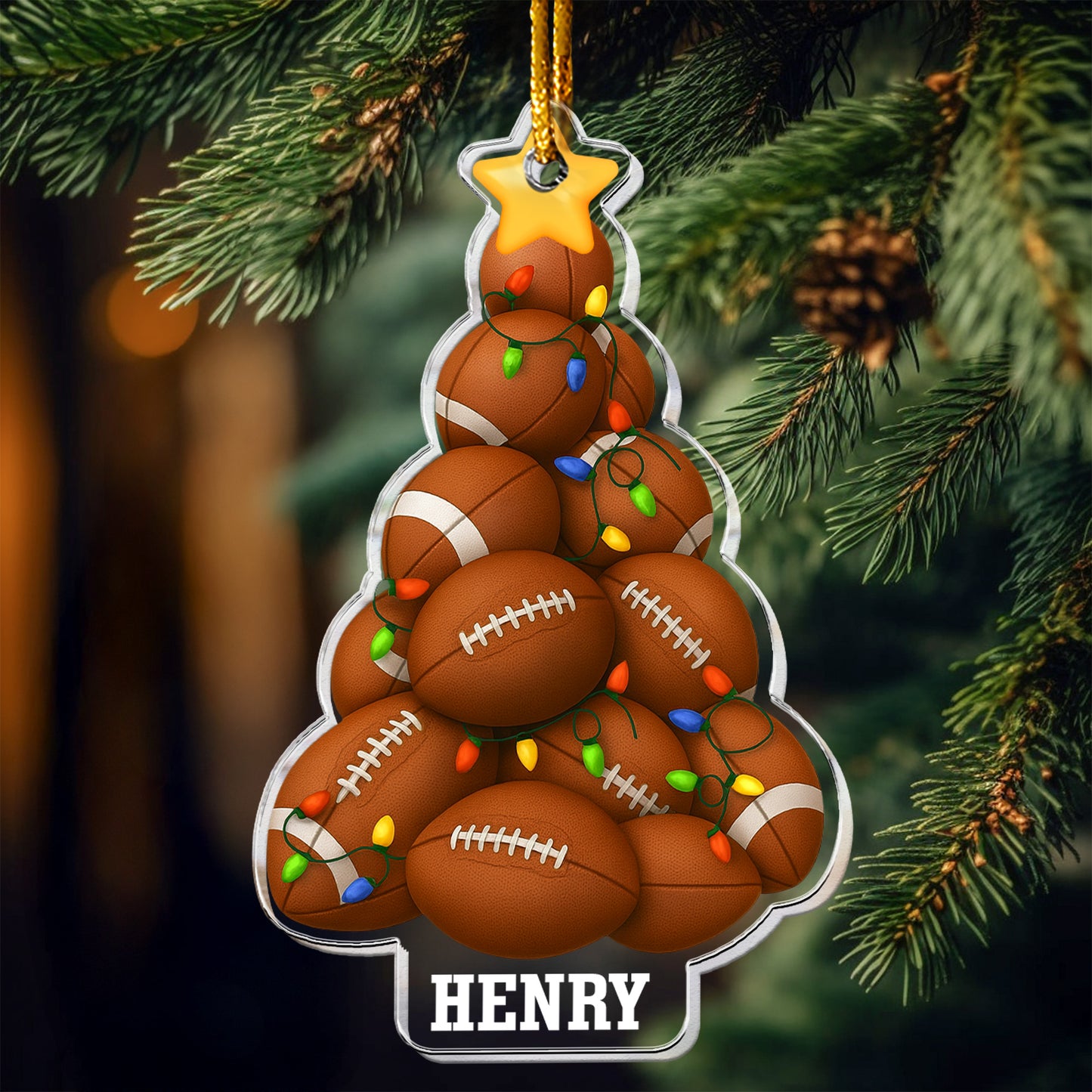 Football Christmas Tree - Personalized Acrylic Ornament
