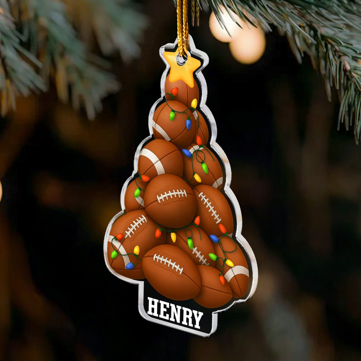 Football Christmas Tree - Personalized Acrylic Ornament