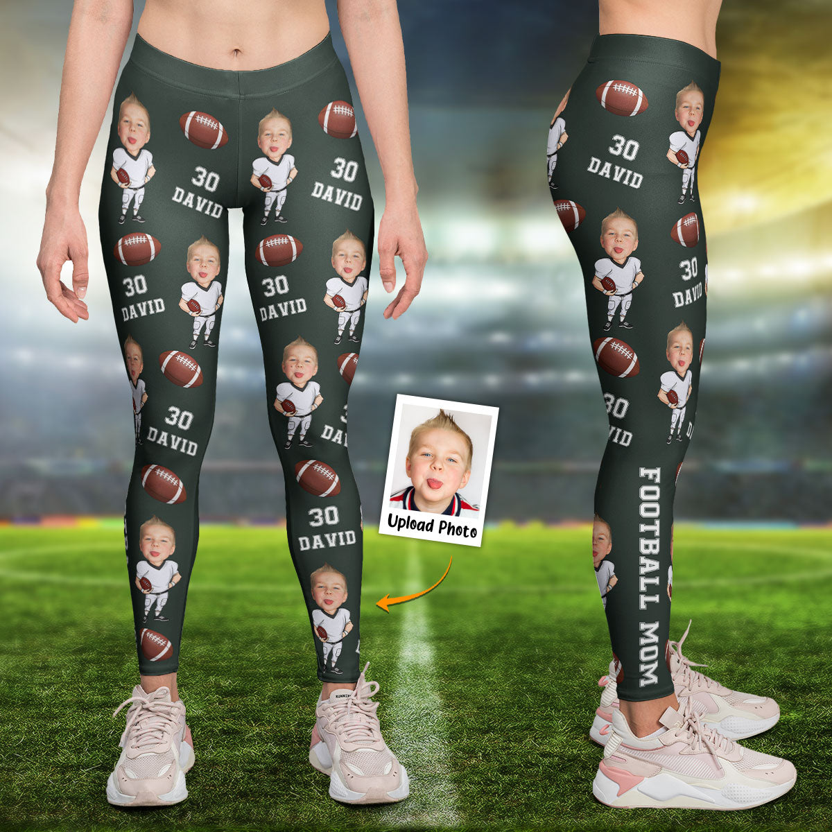 Football Mom - Personalized Photo Leggings