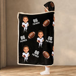 Football Players Custom Face - Personalized Photo Wearable Blanket Hoodie
