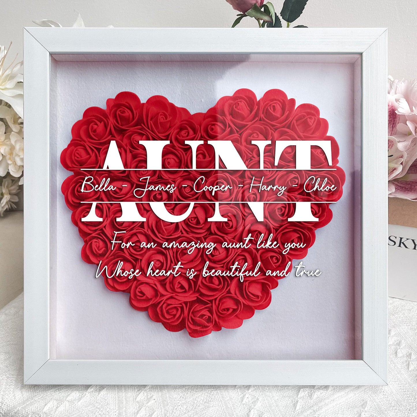 For An Amazing Aunt Like You - Personalized Flower Shadow Box