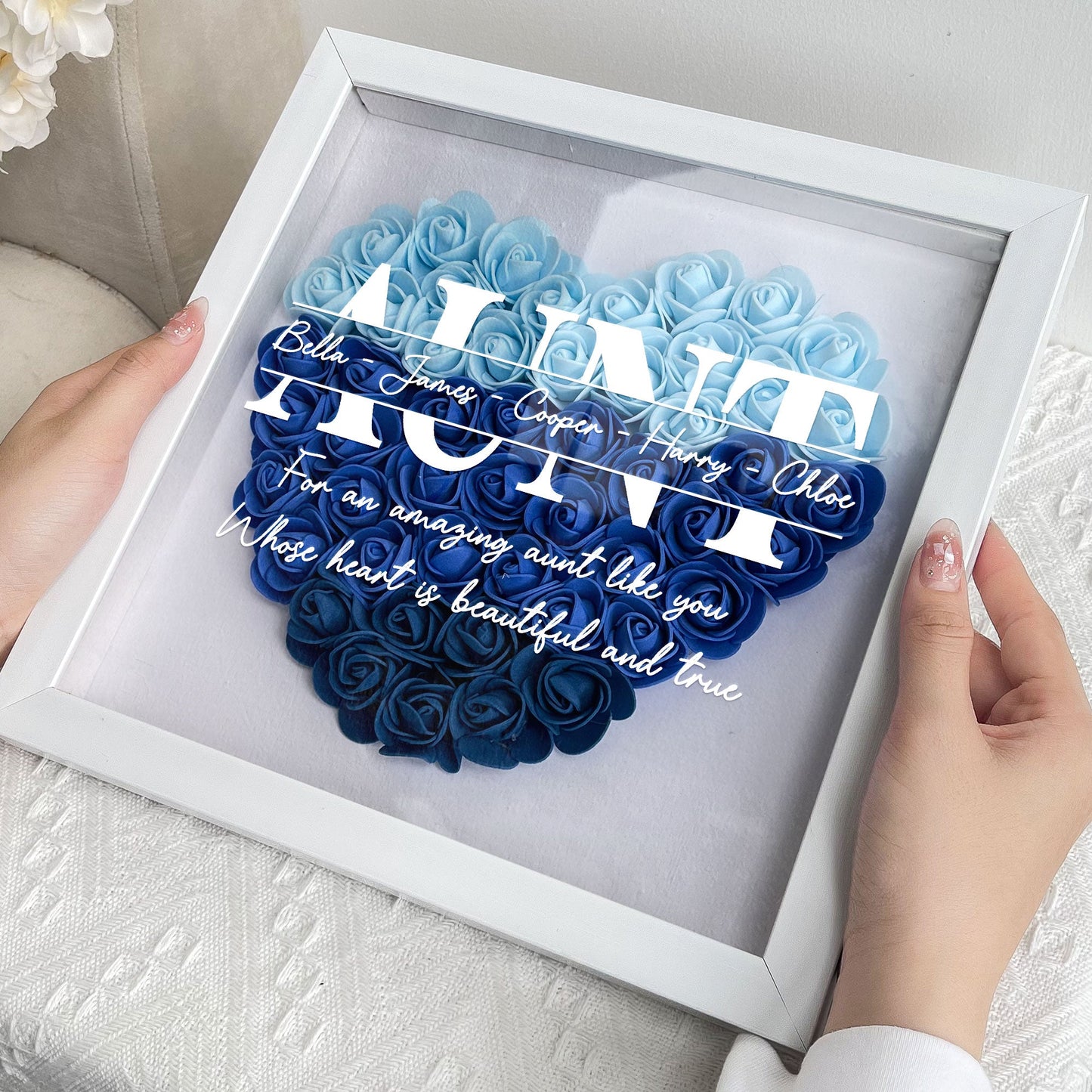 For An Amazing Aunt Like You - Personalized Flower Shadow Box