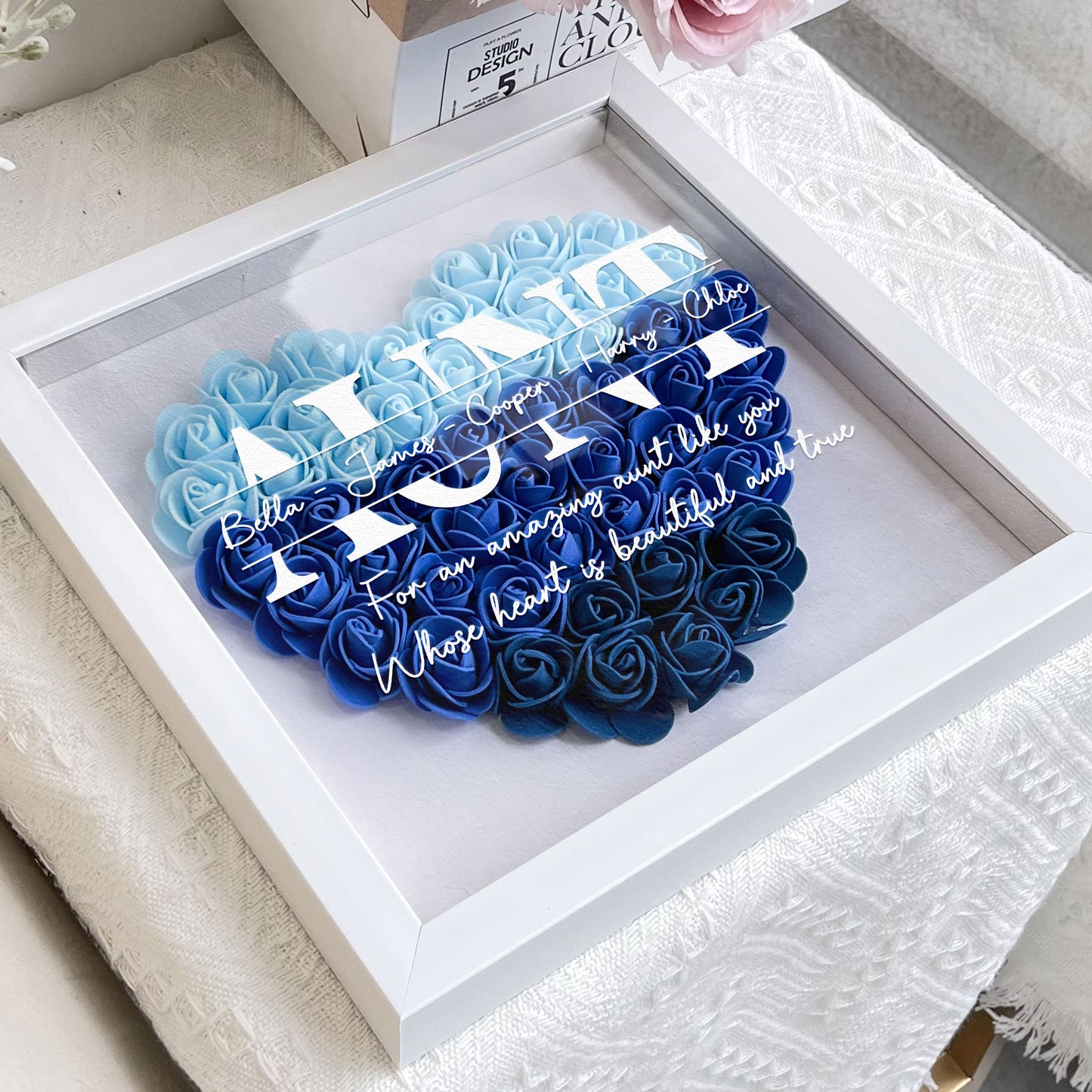For An Amazing Aunt Like You - Personalized Flower Shadow Box