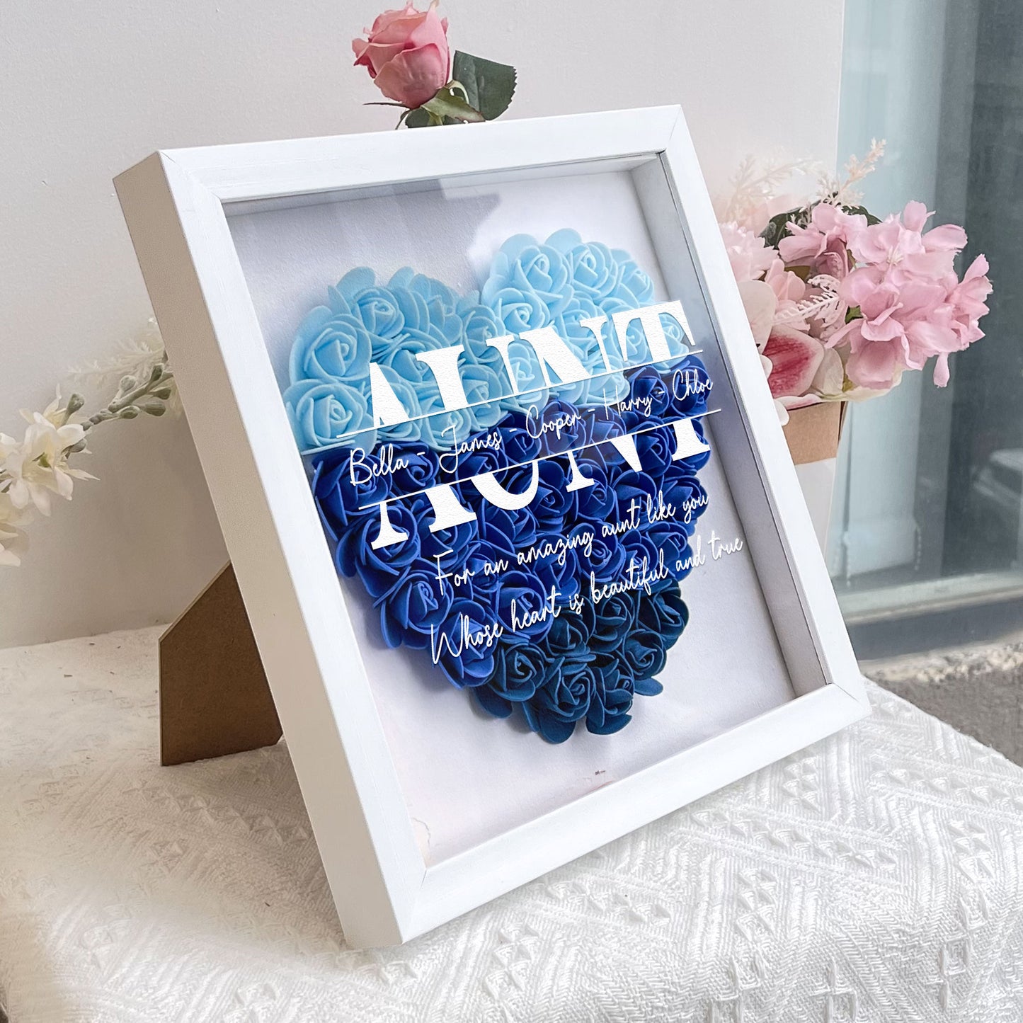 For An Amazing Aunt Like You - Personalized Flower Shadow Box