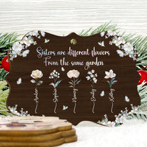 For Besties Sisters Custom Birth Flowers Pearl Effect Printed - Personalized Aluminum/Wooden Ornament