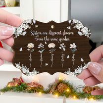 For Besties Sisters Custom Birth Flowers Pearl Effect Printed - Personalized Aluminum/Wooden Ornament