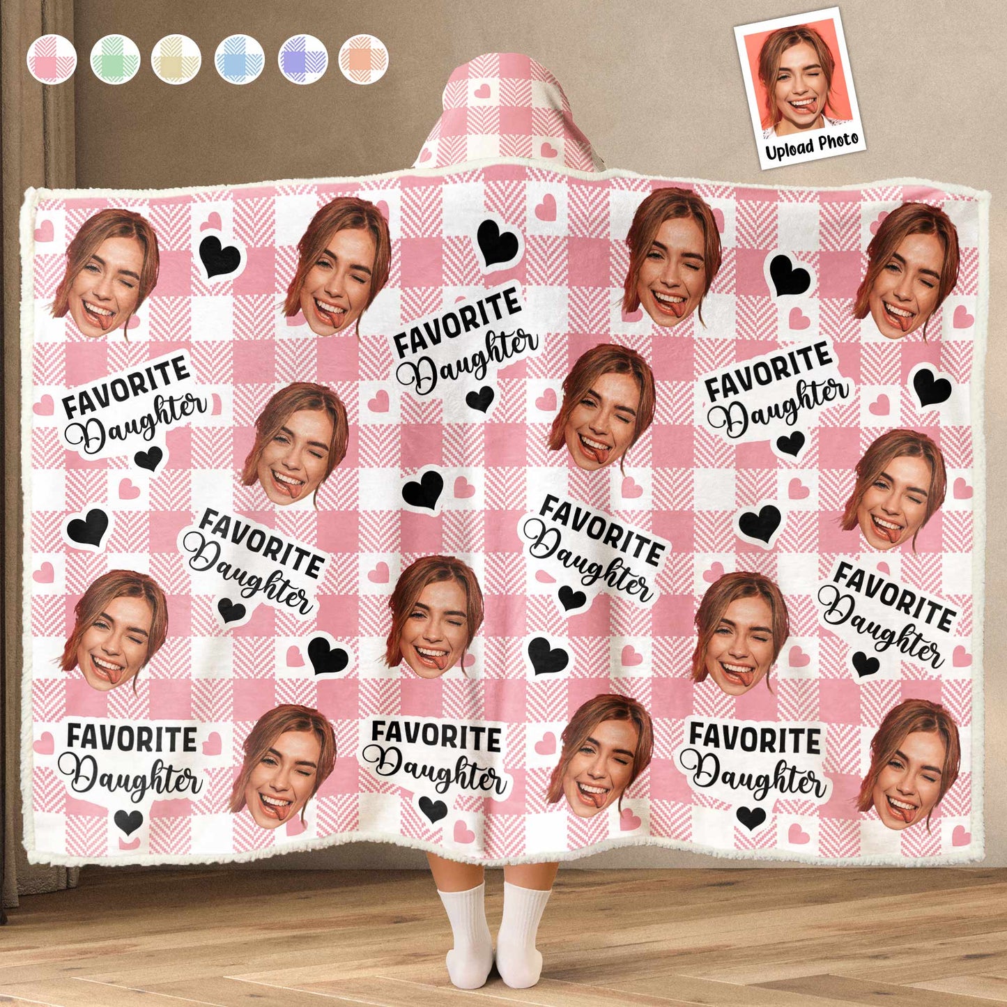 For Favorite Daughter - Personalized Photo Wearable Blanket Hoodie