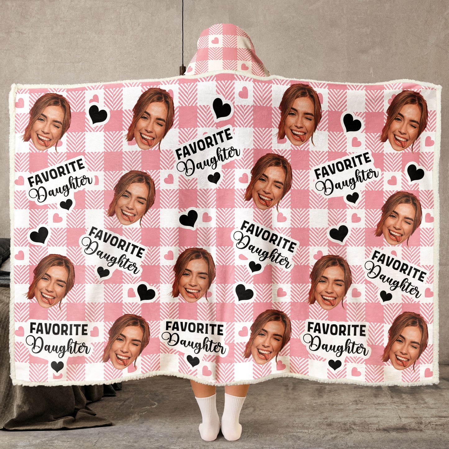 For Favorite Daughter - Personalized Photo Wearable Blanket Hoodie