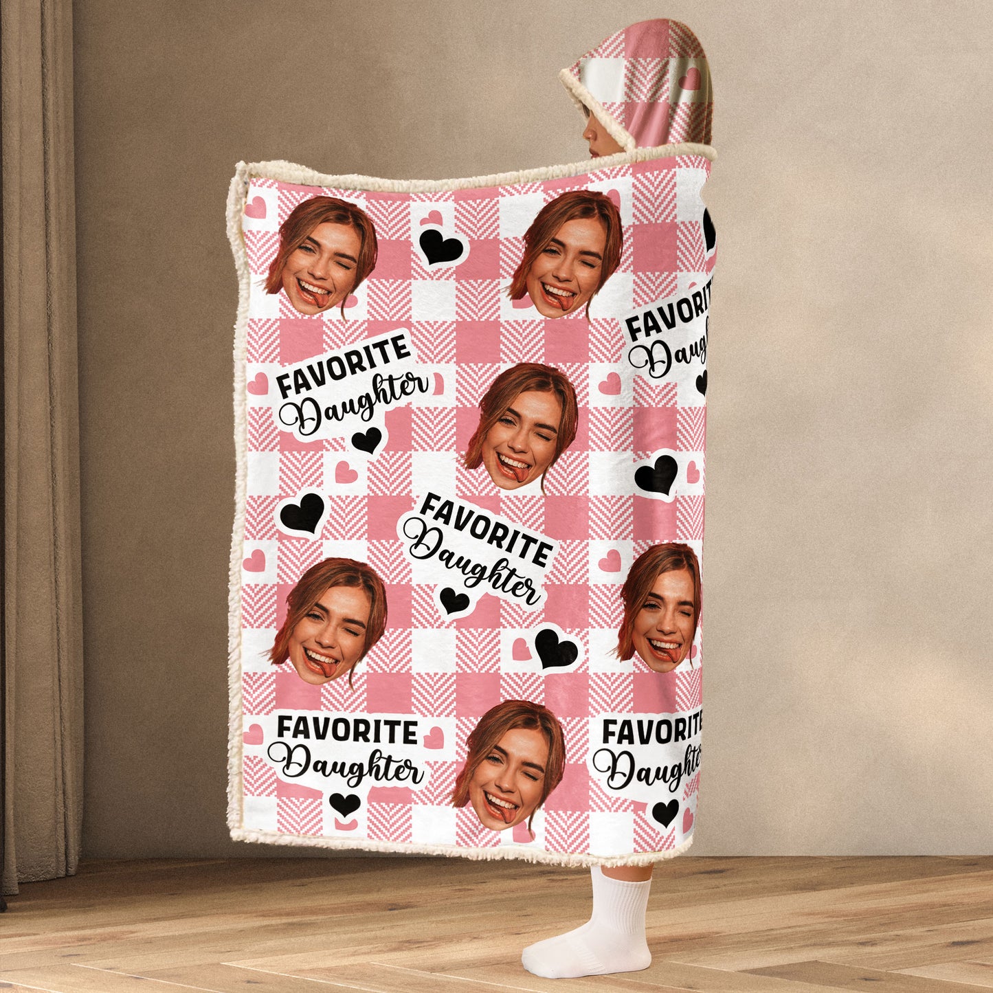 For Favorite Daughter - Personalized Photo Wearable Blanket Hoodie