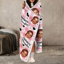 For Favorite Daughter - Personalized Photo Wearable Blanket Hoodie