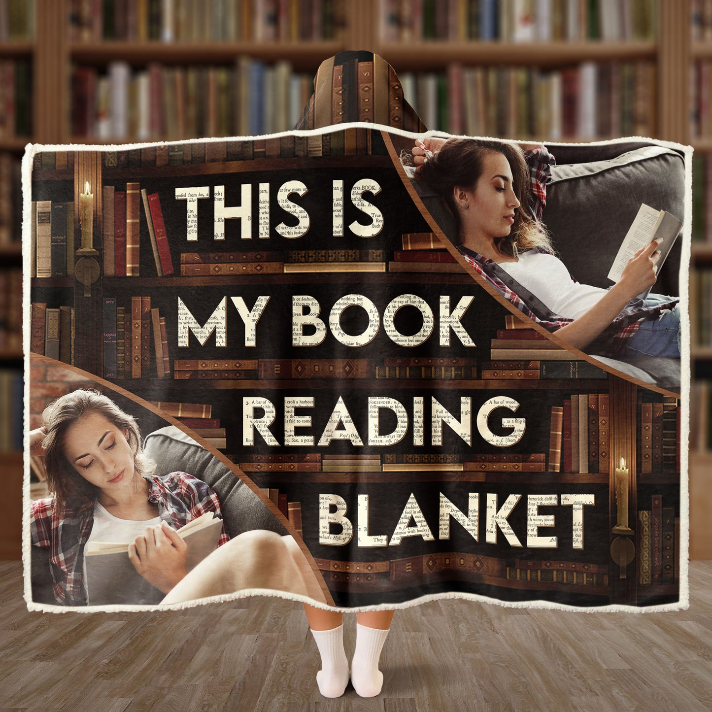 For Me Gift My Book Reading Blanket - Personalized Photo Wearable Blanket Hoodie