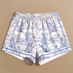 Floral Dog Toile De Jouy Custom Breads French Style - Personalized Satin Pajama Set