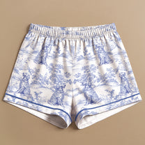 Floral Dog Toile De Jouy Custom Breads French Style - Personalized Satin Pajama Set