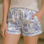Floral Dog Toile De Jouy Custom Breads French Style - Personalized Satin Pajama Set
