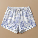 Floral Dog Toile De Jouy Custom Breads French Style - Personalized Satin Pajama Set