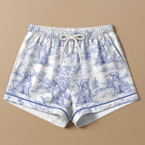 Floral Dog Toile De Jouy Custom Breads French Style - Personalized Satin Pajama Set