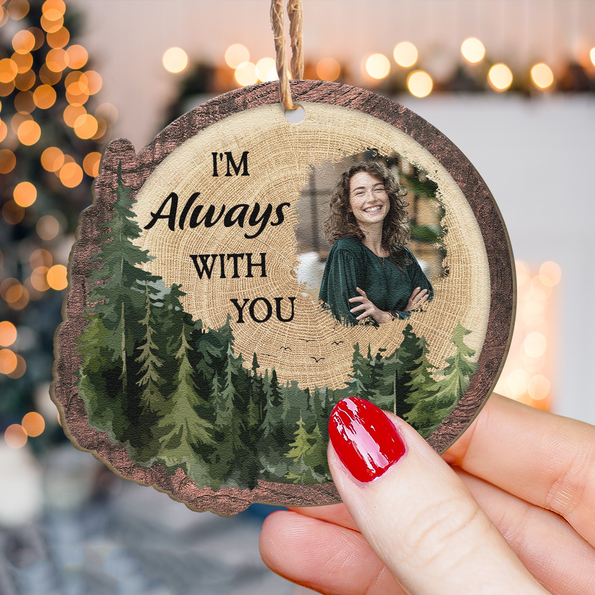 Forest Trees Memory - Personalized Wooden Photo Ornament