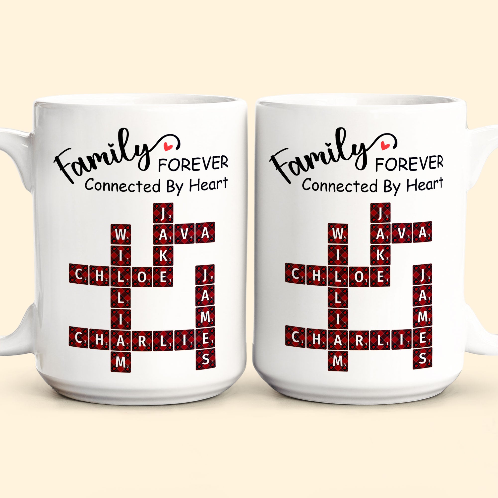 Forever Connected By Heart Scrabble Name - Personalized Mug