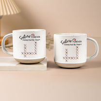 Forever Connected By Heart Scrabble Name - Personalized Pottery Mug