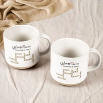 Forever Connected By Heart Scrabble Name - Personalized Pottery Mug