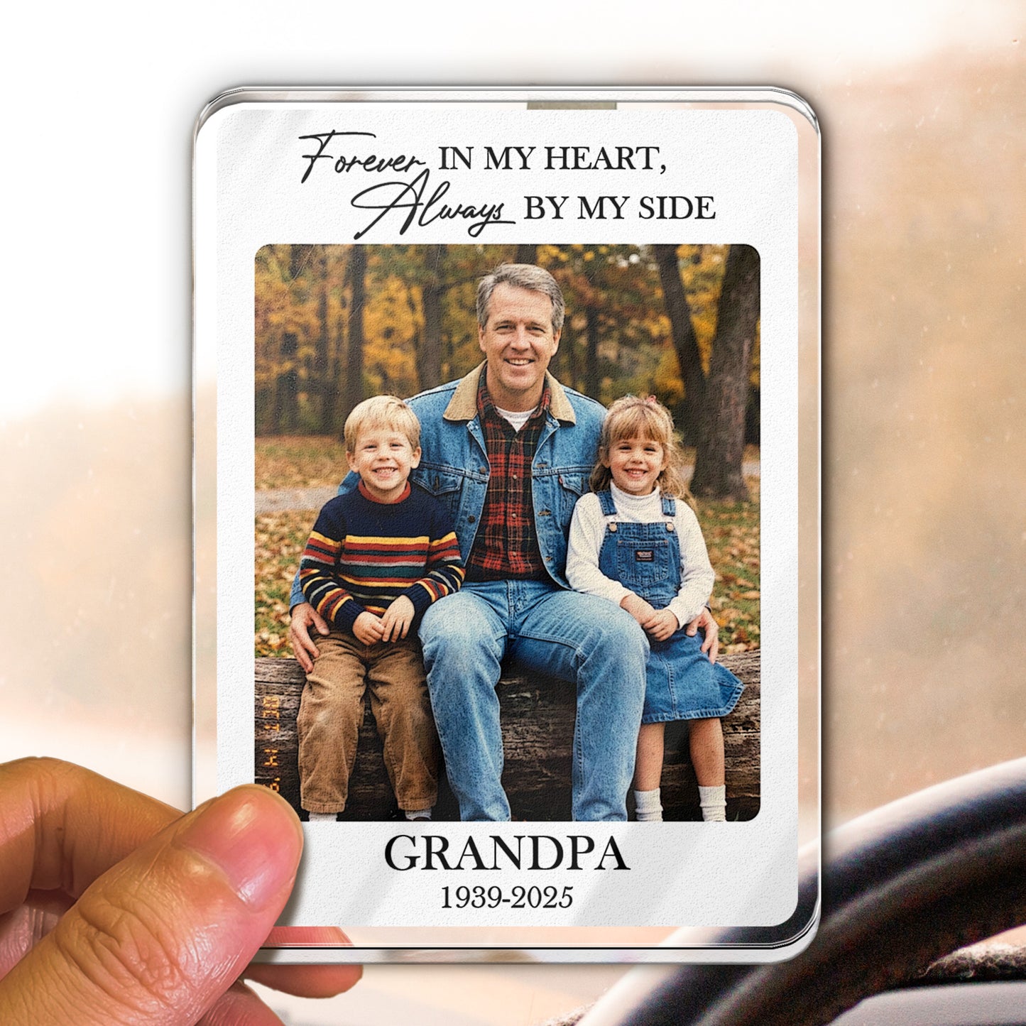 Forever In My Heart Always By My Side - Personalized Acrylic Photo Visor Clip