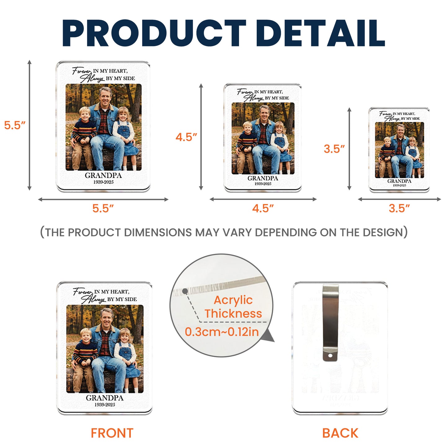 Forever In My Heart Always By My Side - Personalized Acrylic Photo Visor Clip