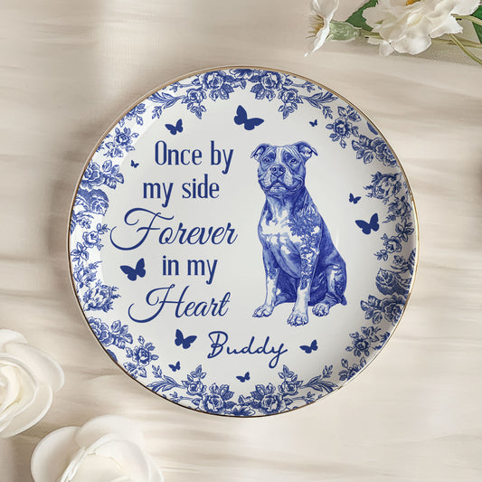 Forever In My Heart Memorial Dog Gift Toile De Jouy - Personalized Jewelry Dish