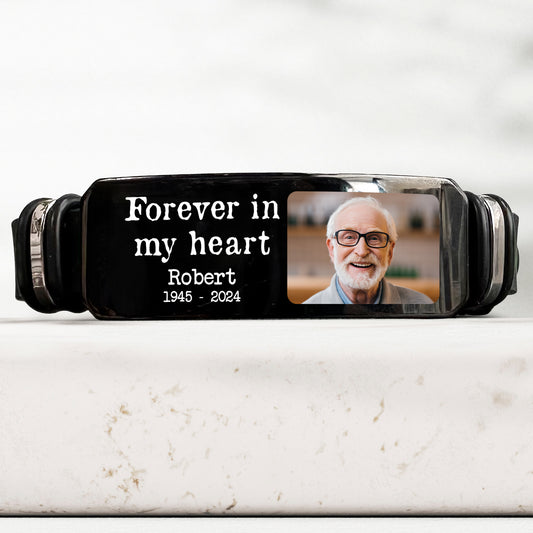 Forever In My Heart Memorial Gift For Loss Sympathy Gift - Personalized Photo Bracelet