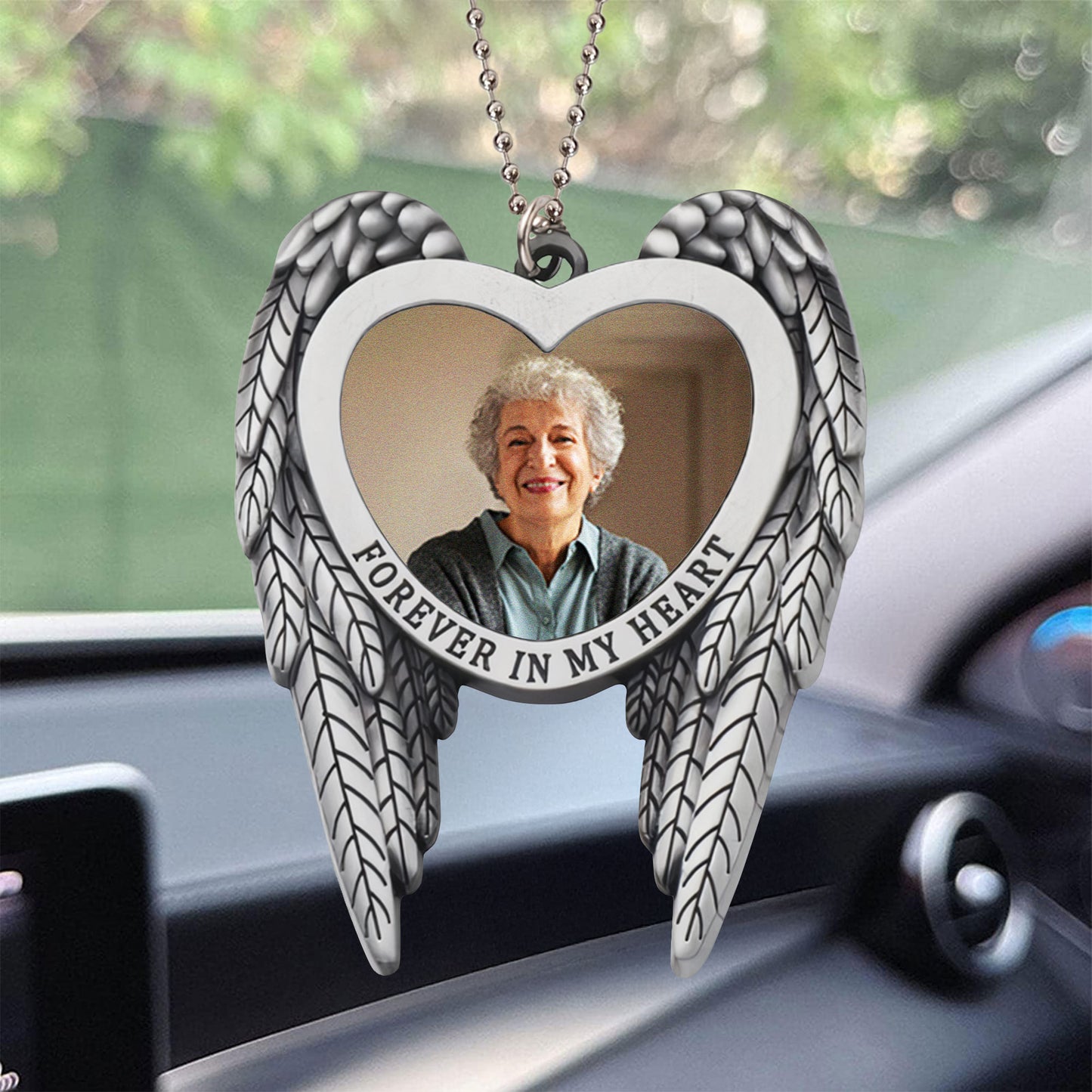 Forever In My Heart -  Personalized Angel Wings Car Hanging Ornament