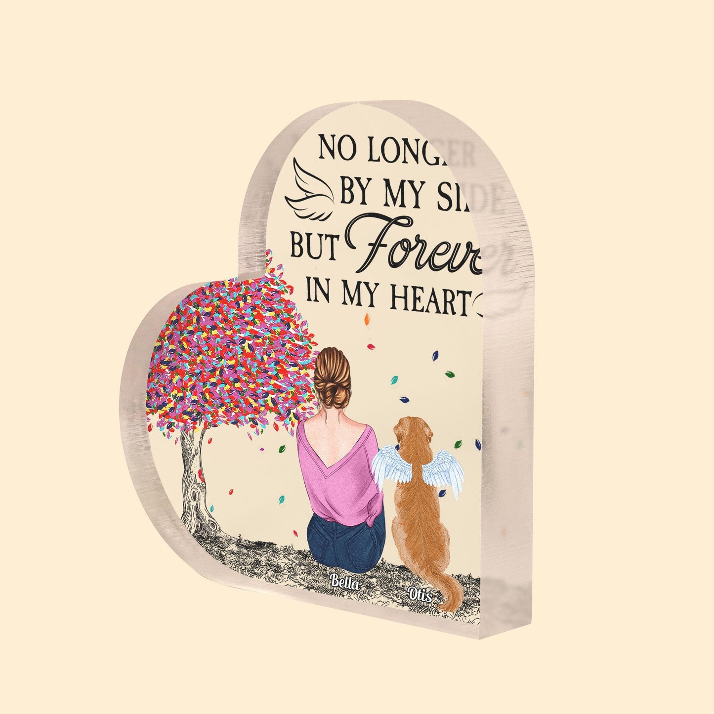 Forever In My Heart - Personalized Heart-Shaped Acrylic Plaque - Grief Gift For Dog Owner, Dog Loss, Dog Lover