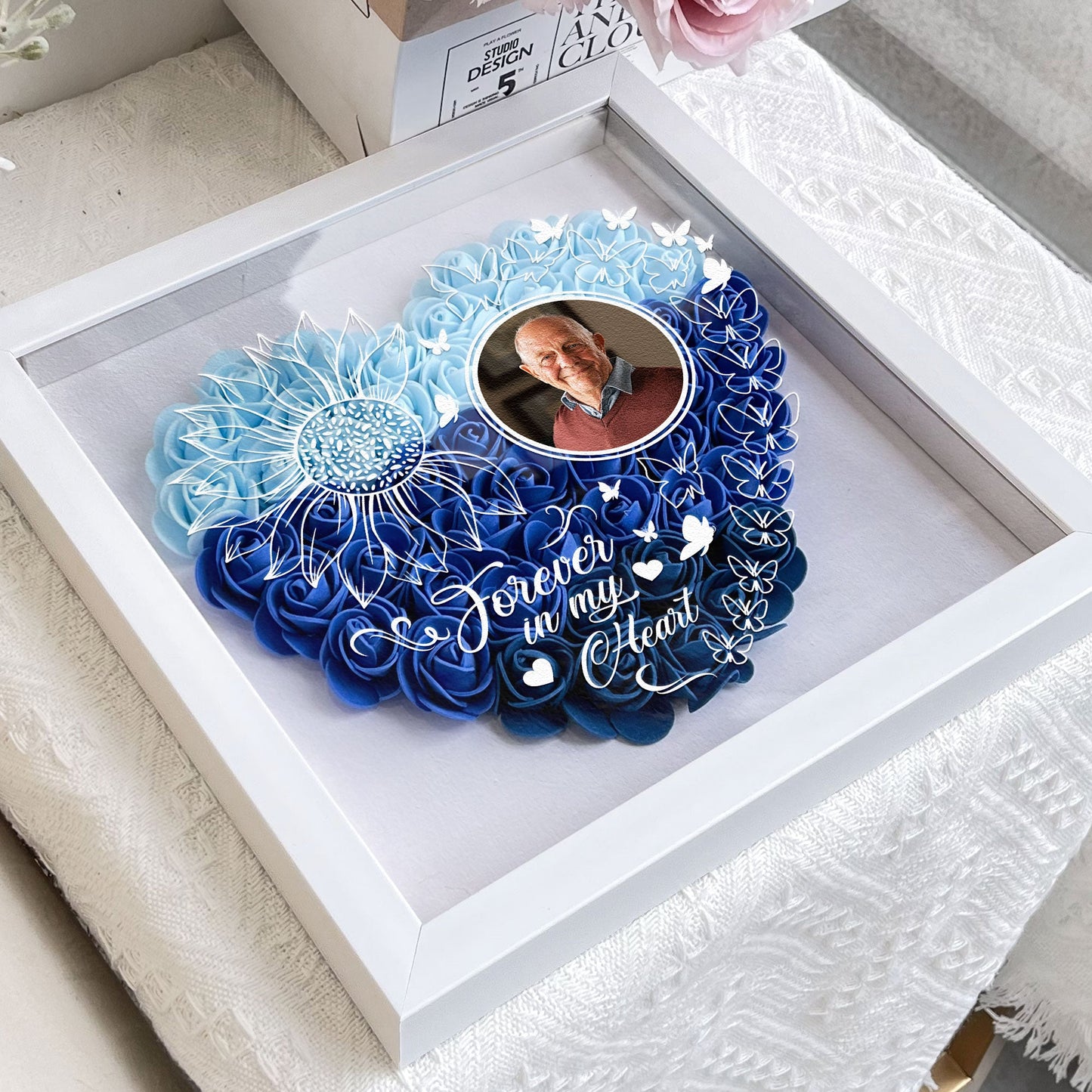 Forever In My Heart - Personalized Photo Flower Shadow Box