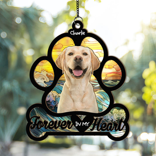 Forever In My Heart - Personalized Photo Window Hanging Suncatcher Ornament