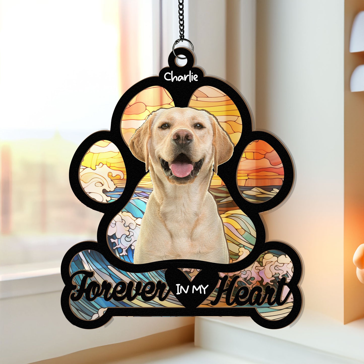 Forever In My Heart - Personalized Photo Window Hanging Suncatcher Ornament