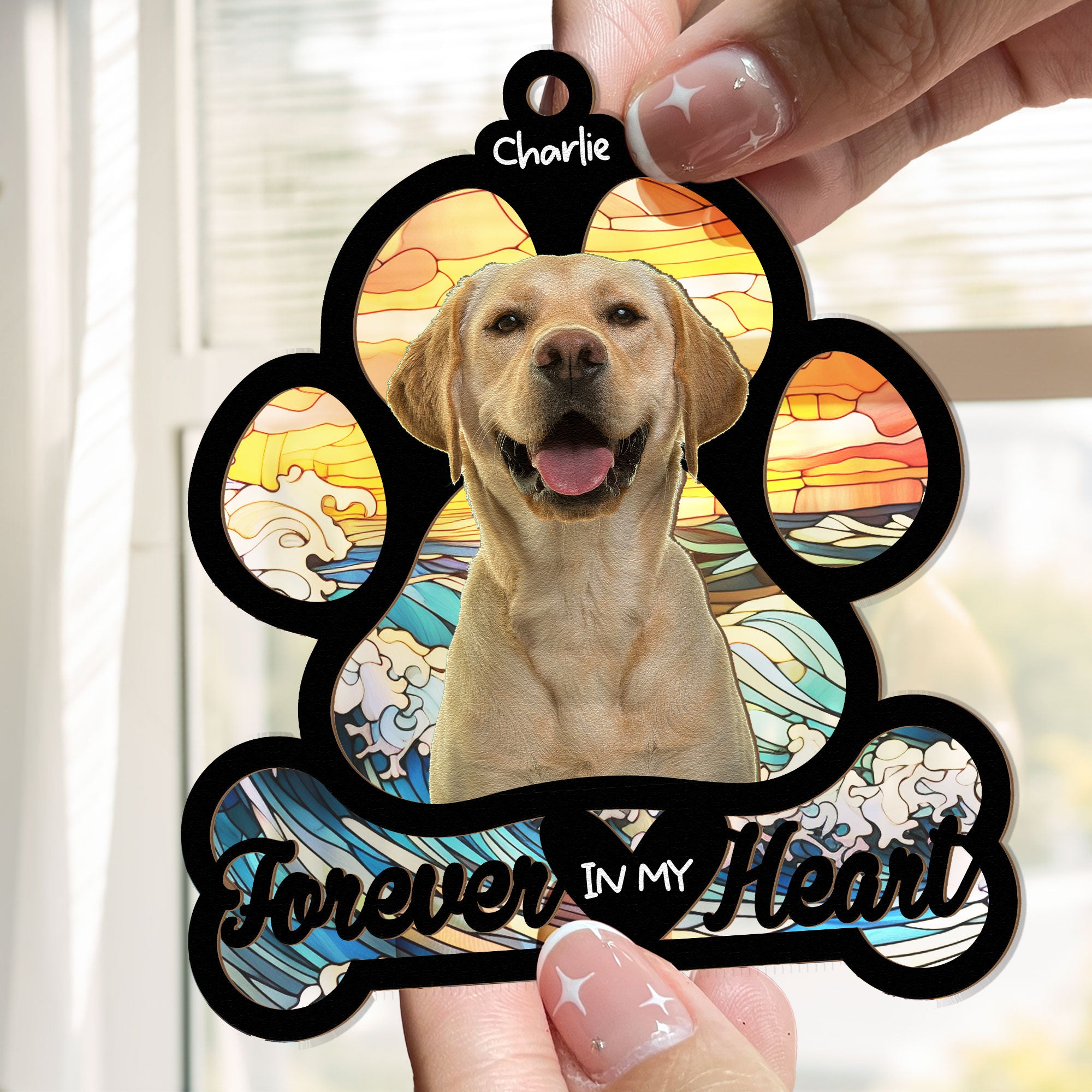 Forever In My Heart - Personalized Photo Window Hanging Suncatcher Ornament